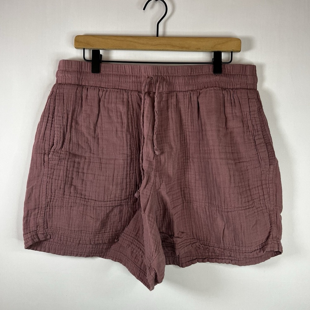 Columbia Short Women Size XL Mauve Pink Cotton Drawstring Elastic Waist‎ Pockets
